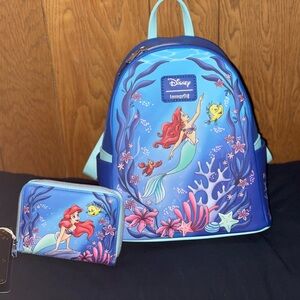 Disney Little Mermaid Backpack and Wallet Set - Blue